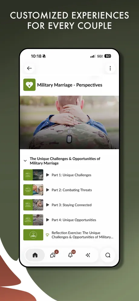 Marriage Every Day personalized military-marriage experience displayed on an iPhone.