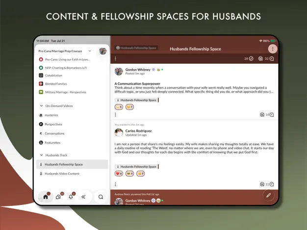 Marriage Every Day Husbands Fellowship displayed on an iPad.